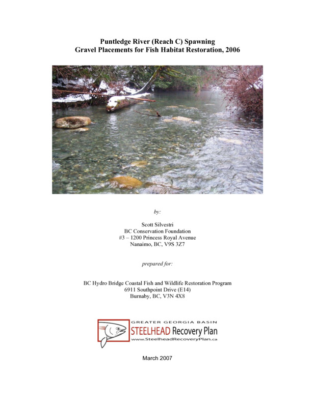Puntledge River (Reach C) Spawning Gravel Placements for Fish Habitat Restoration,