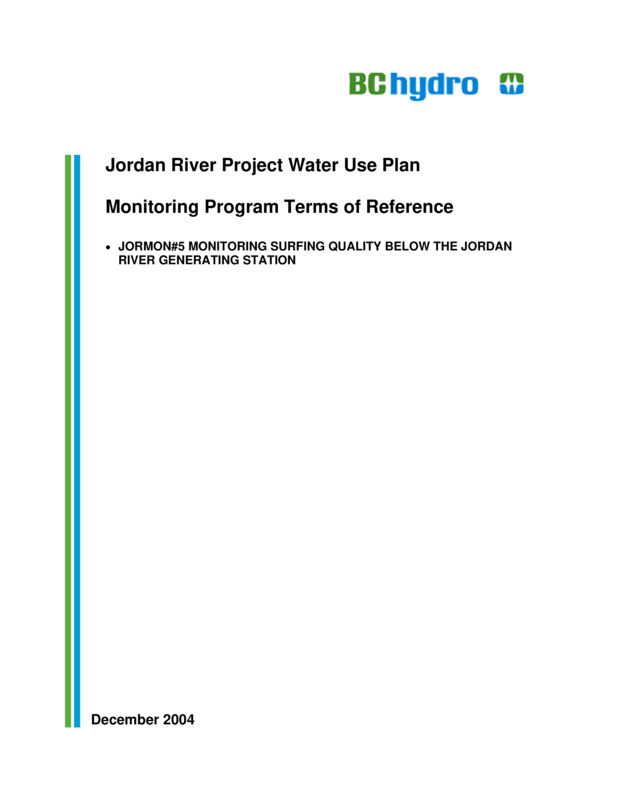 Monitoring Surfing Quality Below the Jordan River Generating Station