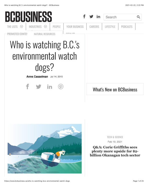Who is watching B.C.'s environmental watch dogs?