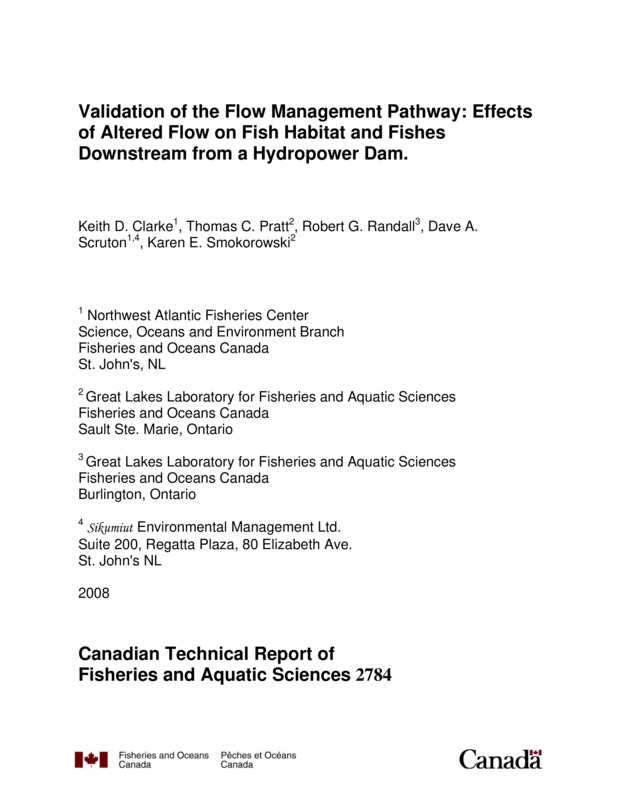 Validation of the Flow Management Pathway: Effects of Altered Flow on Fish Habitat and Fishes Downstream from a Hydropower Dam.