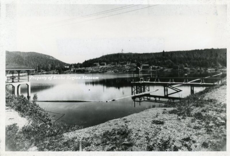 Black and White Photo of the Forebay Pond