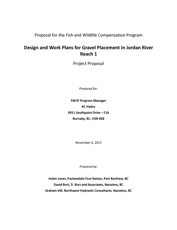 Design and Work Plans for Gravel Placement in Jordan River