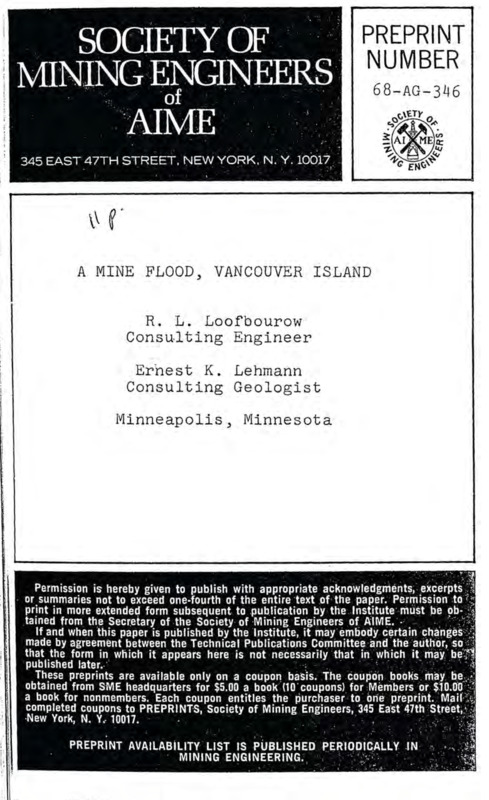 A MINE FLOOD, VANCOUVER ISLAND