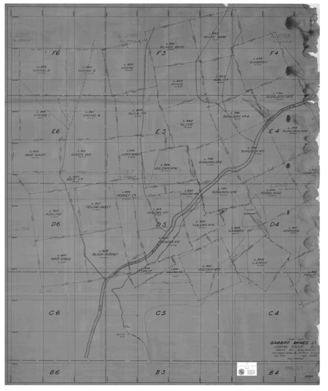 Index Map of Gabbro Mines Ltd. 