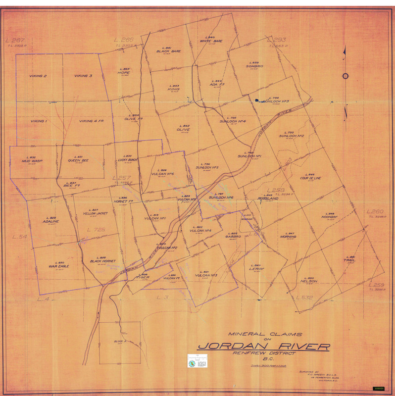 Mineral Claims on Jordan River: Renfrew District B.C. 