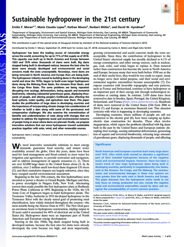 Sustainable hydropower in the 21st century