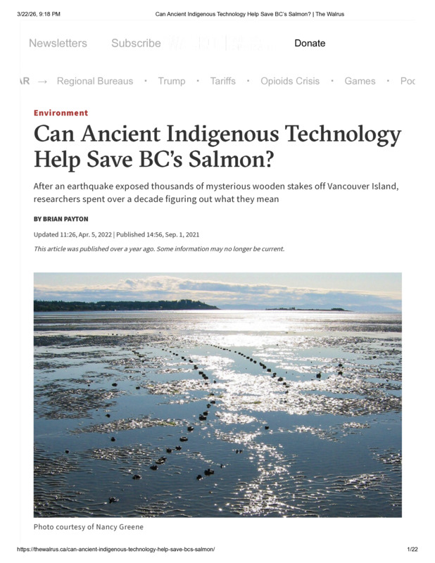 Can Ancient Indigenous Technology Help Save BC’s Salmon?