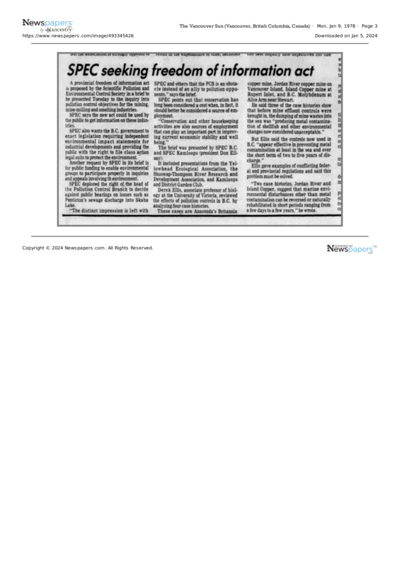 SPEC seeking freedom of information act 
