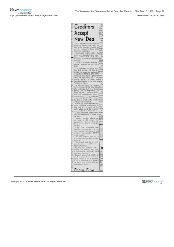 Creditors Accept New Deal