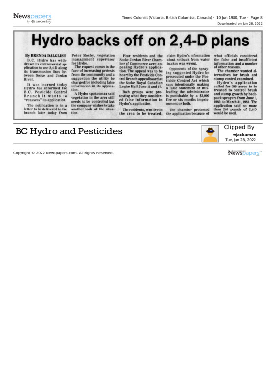 Hydro Backs off on 2,4-D Plans