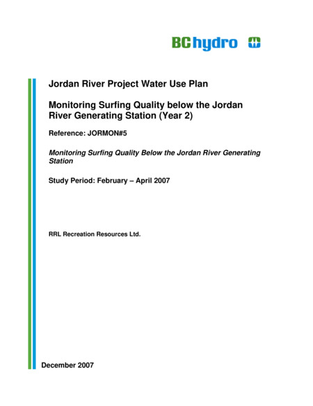 Monitoring Surfing Quality below the Jordan River Generating Station (Year 2)