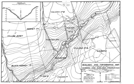 Geologic and Topographic Map of a Portion of the Gabbro And Sunloch Properties