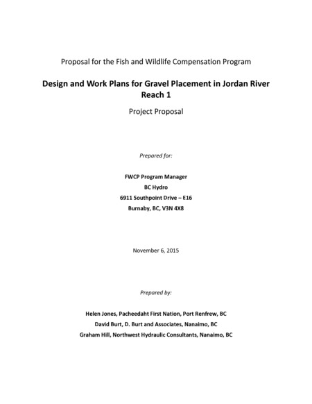Design and Work Plans for Gravel Placement in Jordan River