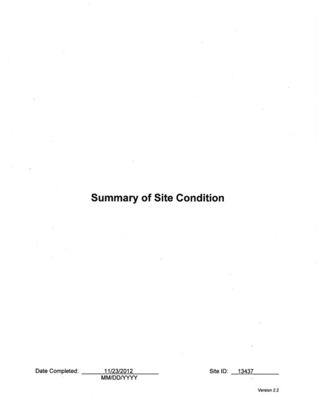 Summary of Site Condition