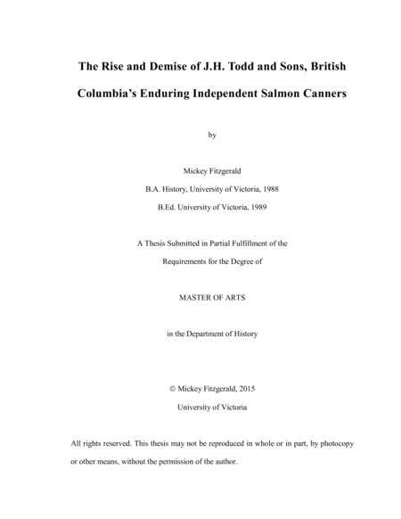 The Rise and Demise of J.H. Todd and Sons, British Columbia’s Enduring Independent Salmon Canners