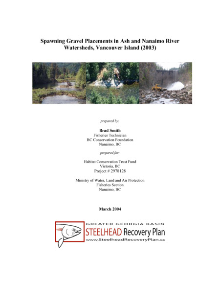 Spawning Gravel Placements in Ash and Nanaimo River Watersheds, Vancouver Island (2003)