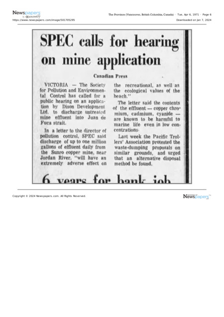 Spec Calls for Hearing on Mine Application