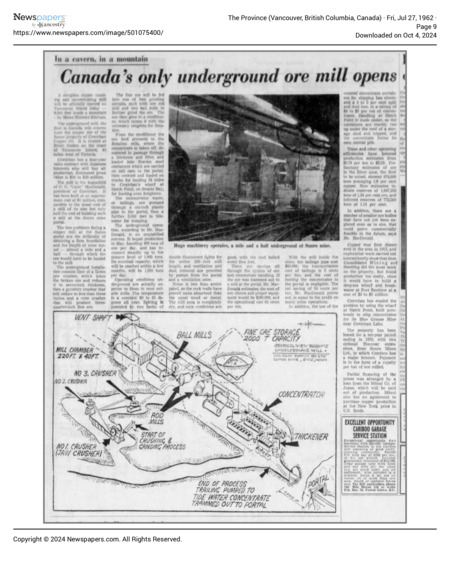 Canada's only Underground Ore Mill Opens