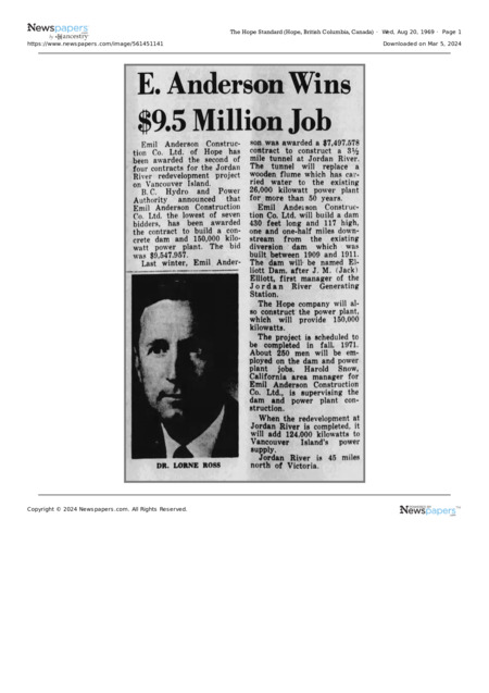 E. Anderson Wins $9.5 Million Job