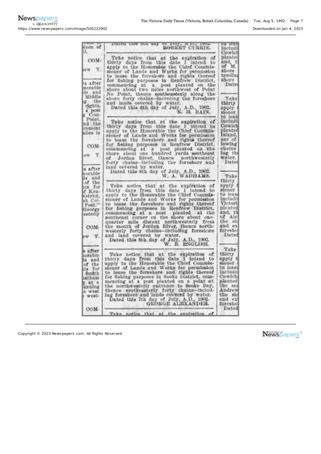 Lease Notice for Fishing